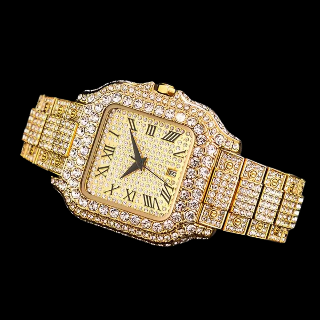 NEW | VVS Roman Numerals Square Dial Iced Out Diamond Watch