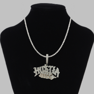 Hustla Money Stack Iced Out Letter Diamond Pendant Necklace – Custom Hip Hop Jewelry for Men