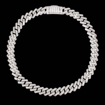 11MM Fully Baguette Link Iced Out Diamond Necklace Chain – Luxury Hip Hop Jewelry for Men & Women