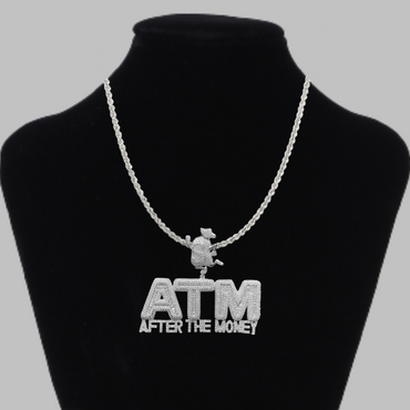 ATM After The Money Iced Out Letter Diamond Pendant Necklace – Custom Hip Hop Jewelry for Men