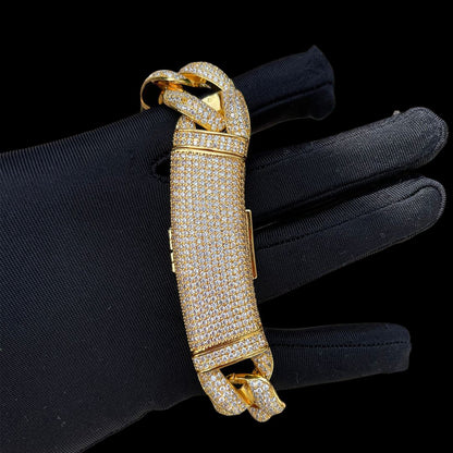 14MM Big Clasp Thick Miami Cuban Iced Out Diamond Bracelet – Luxury Hip Hop Jewelry for Men & Women