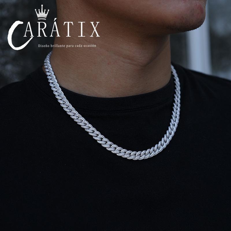 CARÁTIX 8MM Miami Cuban Chain Necklace – Hip Hop Iced Out Jewelry with 3A+ CZ Stones for Men & Women