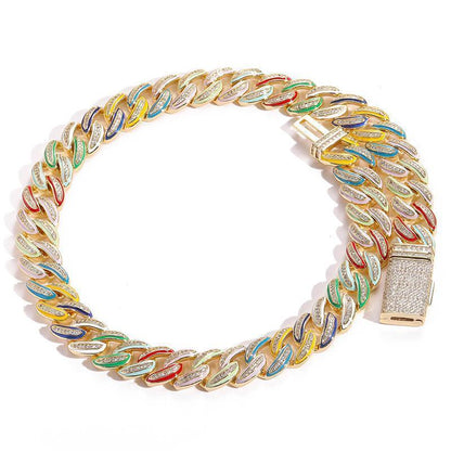 CARÁTIX 15mm Color Drip Cuban Chain | 3A+ CZ Iced Out Hip Hop Necklace for Men - CaratixJewelry