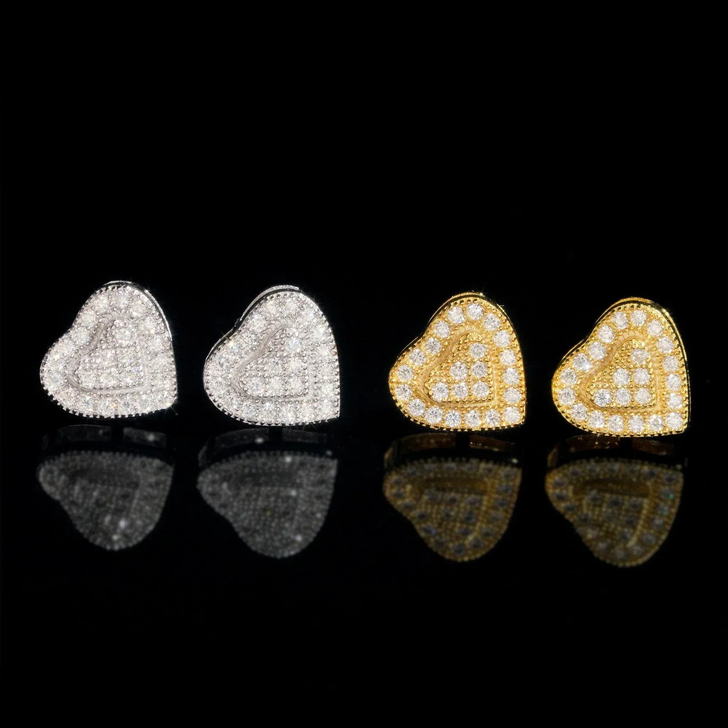 VVS S925 Silver Heart Shape Moissanite Look Earrings - CaratixJewelry