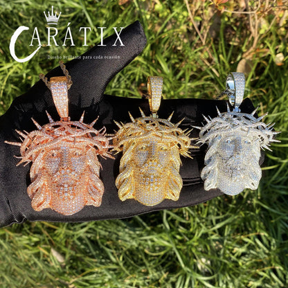 CARÁTIX -Iced Out Ratten Jesus Necklace Pendant for Men Prong Setting Hip Hop Jewelry Valentine's Day Gift for Men & Girls & Boys Mothers' Day Gift #Springtok