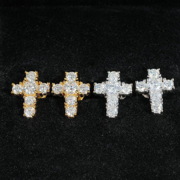 S925 Silver DF Color Moissanite Cross Earrings - CaratixJewelry
