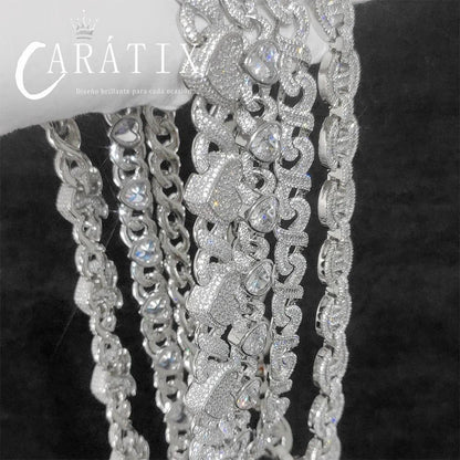 CARÁTIX – 15mm 4-Row Cuban Link Chain Necklace | White CZ Prong Hip Hop Jewelry for Men