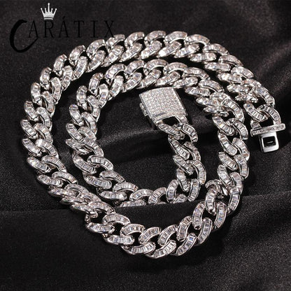 CARÁTIX 10mm Square CZ Cuban Chain | Iced Out Hip Hop Necklace for Men