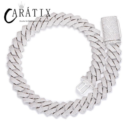 CARÁTIX 20mm 4-Row Rhombus Cuban Chain | CZ Iced Out Miami Link Hip Hop Necklace for Men