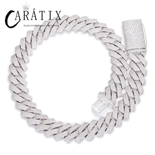 CARÁTIX 20mm 4-Row Rhombus Cuban Chain | CZ Iced Out Miami Link Hip Hop Necklace for Men