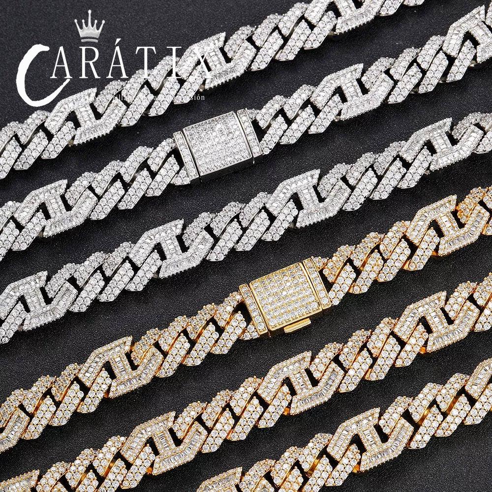 CARÁTIX 15MM Two-Tone Cuban Link Chain Necklace – Hip Hop Jewelry with Shiny Stones for Men & Women