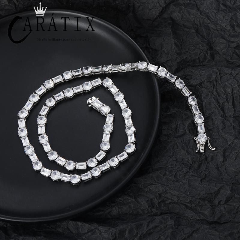 CARÁTIX 6mm Claw Tennis Chain | Square & Round CZ Iced Out Hip Hop Necklace for Men & Women