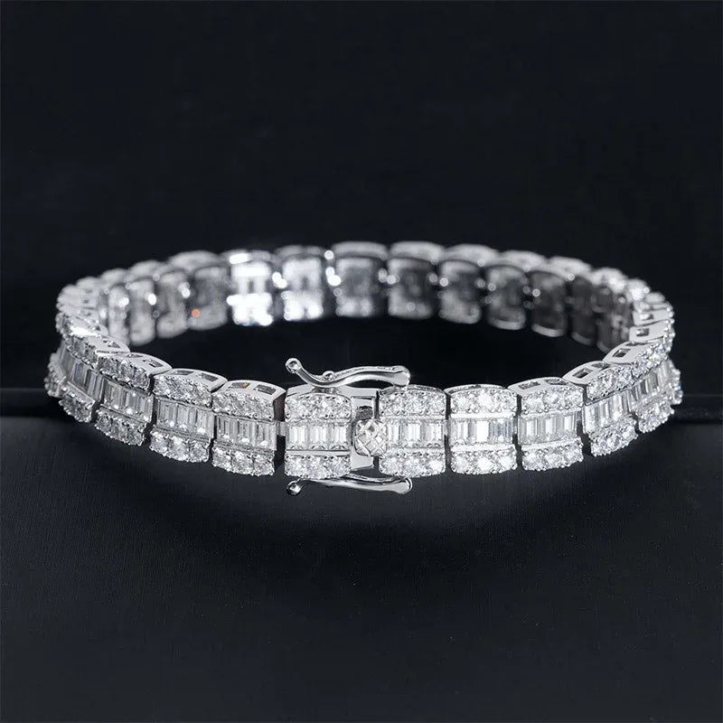 8.5mm VVS Moissanite Bracelet | 925 Silver Unisex Hip Hop Jewelry - CaratixJewelry