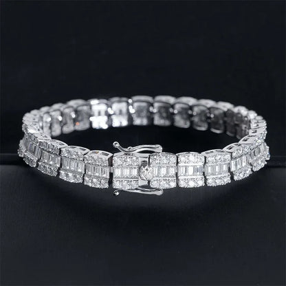 8.5mm VVS Moissanite Bracelet | 925 Silver Unisex Hip Hop Jewelry - CaratixJewelry