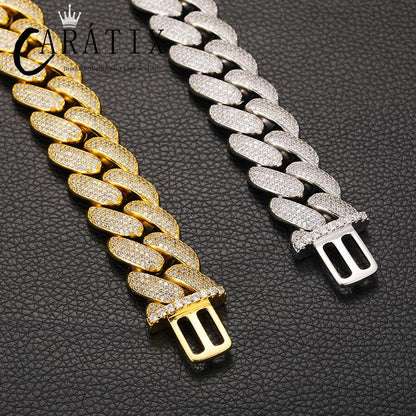 CARÁTIX 20mm 4-Row Cuban Miami Link Chain Necklace – Iced Out CZ Jewelry for Men & Women Hip Hop