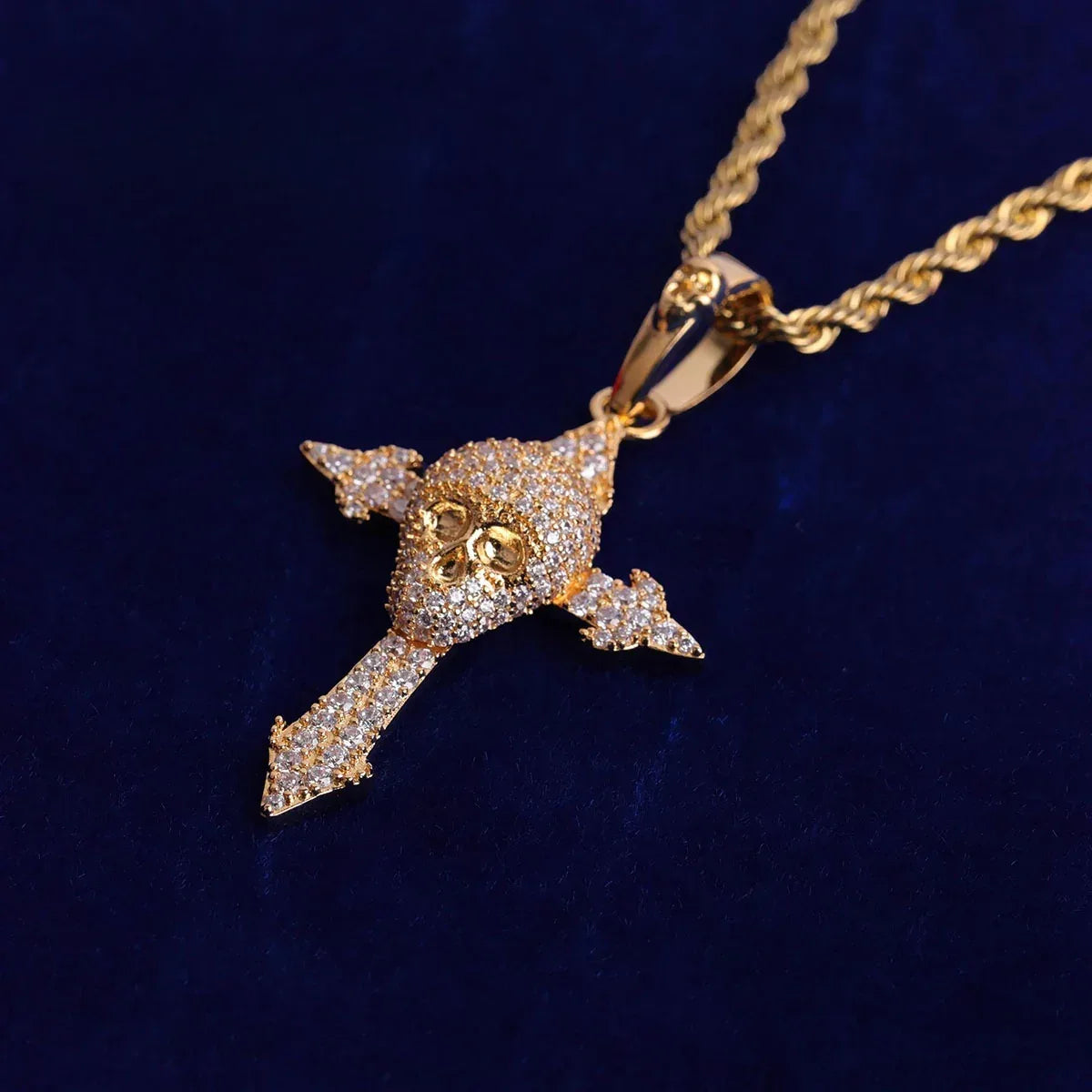 Men's Gothic Reaper Necklace | Premium Copper CZ Biker & Hip Hop Jewelry - CaratixJewelry