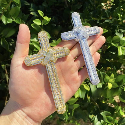 Massive Iced Out Oversized Cross Pendant | Men's Real Copper CZ Necklace - CaratixJewelry