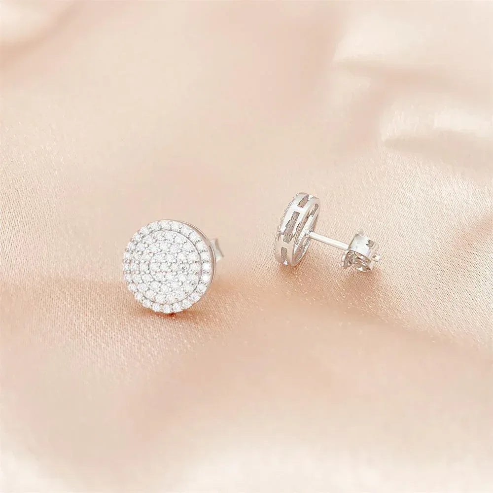 S925 Silver D Color Round Moissanite Hip Hop Stud Earrings - CaratixJewelry