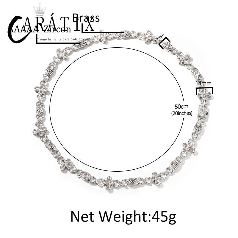 CARÁTIX - 7"-20" Hip Hop 5A+ CZ Stone Paved Bling Iced Out Devil Eye Cross Link Chain Bracelet for Men Women Rapper Jewelry  Valentine's Day Gift for Men & Girls & Boys Mothers' Day Gift #Springtok