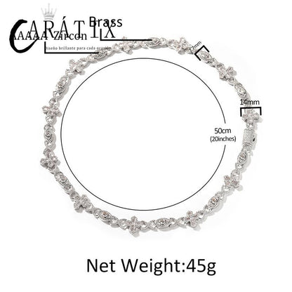 CARÁTIX - 7"-20" Hip Hop 5A+ CZ Stone Paved Bling Iced Out Devil Eye Cross Link Chain Bracelet for Men Women Rapper Jewelry  Valentine's Day Gift for Men & Girls & Boys Mothers' Day Gift #Springtok