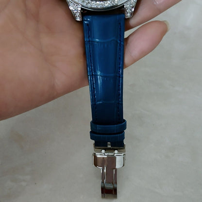 Starburst Moissanite Style Watch Men's Leather Band | Caratix