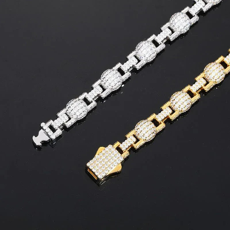 7mm Moissanite Bubble Bead Chain – 925 Sterling Silver Hip Hop Streetwear Necklace - CaratixJewelry