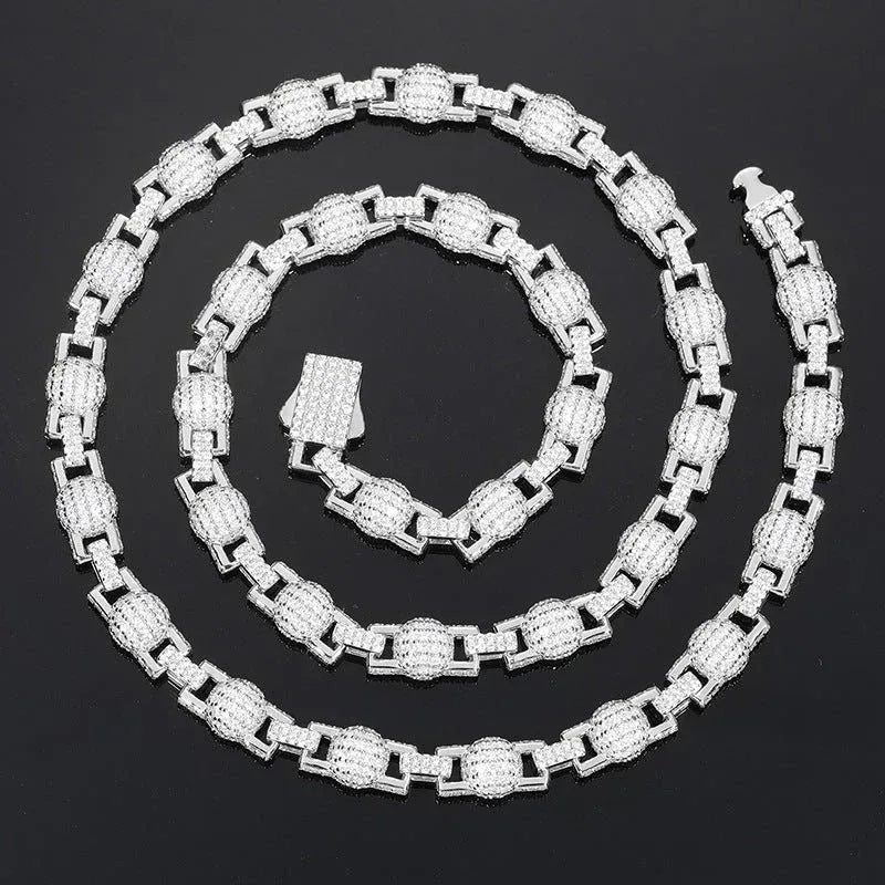 7mm Moissanite Bubble Bead Chain – 925 Sterling Silver Hip Hop Streetwear Necklace - CaratixJewelry