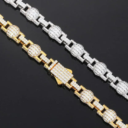 7mm Moissanite Bubble Bead Chain – 925 Sterling Silver Hip Hop Streetwear Necklace - CaratixJewelry