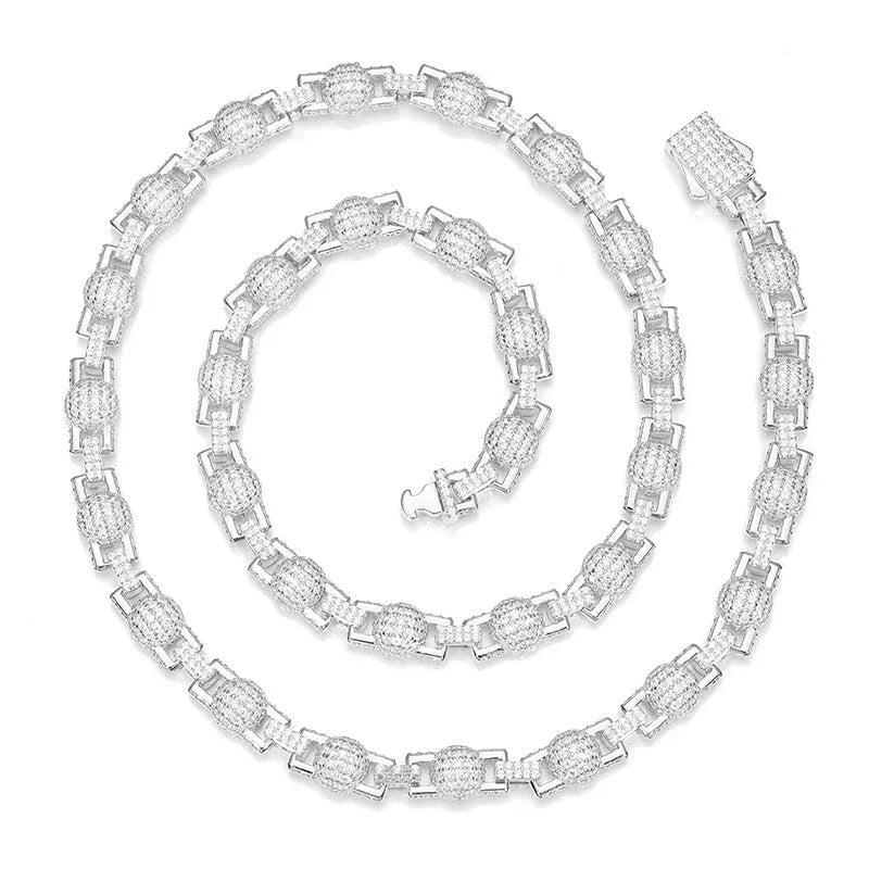 7mm Moissanite Bubble Bead Chain – 925 Sterling Silver Hip Hop Streetwear Necklace - CaratixJewelry