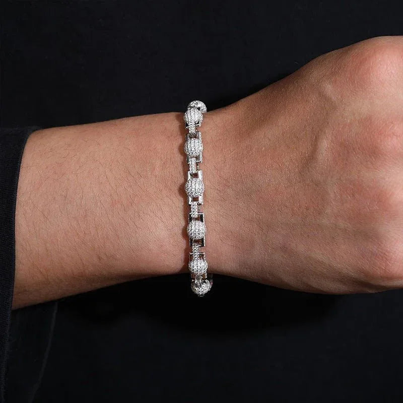 7mm Moissanite Bubble Bead Chain – 925 Sterling Silver Hip Hop Streetwear Necklace - CaratixJewelry