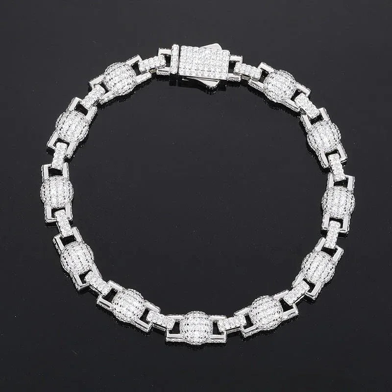 7mm Moissanite Bubble Bead Chain – 925 Sterling Silver Hip Hop Streetwear Necklace - CaratixJewelry