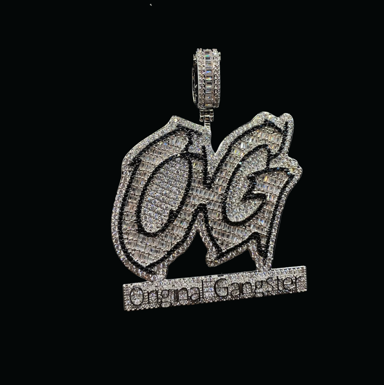 OG Original Gangster Two Tone Iced Out Letter Diamond Pendant Necklace – Custom Hip Hop Jewelry for Men