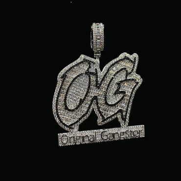 OG Original Gangster Two Tone Iced Out Letter Pendant Necklace – Custom Hip Hop Jewelry for Men - CaratixJewelry