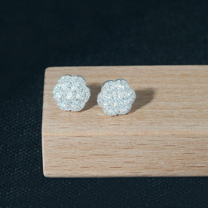 Creative Flower Shape 925 Silver Moissanite Hip Hop Stud Earrings - CaratixJewelry