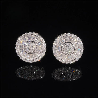 925 Silver Floral Rectangle Moissanite Stud Earrings - CaratixJewelry