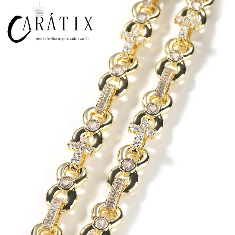 CARÁTIX Infinity Cross 8-Shape Link Chain Choker Necklace – Iced Out CZ Hip Hop Jewelry for Men & Women