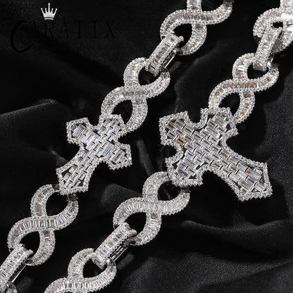 CARÁTIX – Big Cross Infinity Cuban Link Chain Necklace | 5A+ CZ Bling Iced Hip Hop Jewelry for Men