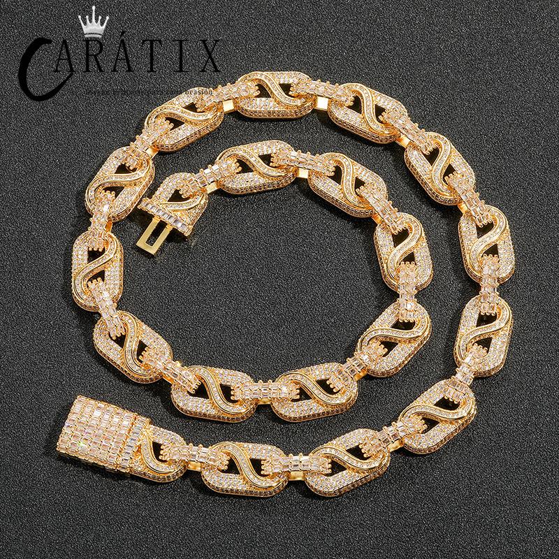 CARÁTIX Pig Nose Coffee Bean Link Chain | 5A+ CZ Iced Out Hip Hop Necklace for Men