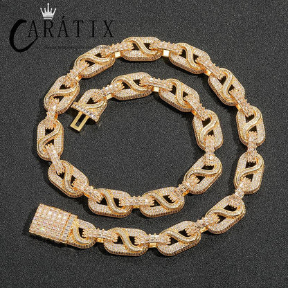 CARÁTIX Pig Nose Coffee Bean Link Chain | 5A+ CZ Iced Out Hip Hop Necklace for Men