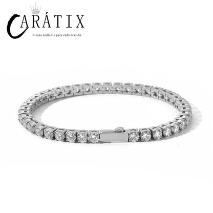 CARÁTIX - 4mm Non Fading Stainless Steel Can Get Wet Tennis Chain Necklace Luxury Jewelry For Women Valentine's Day Gift for Men & Girls & Boys Mothers' Day Gift #Springtok