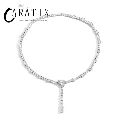CARÁTIX Heart Tennis Chain | 5A+ CZ Iced Out Hip Hop Choker Necklace for Men & Women