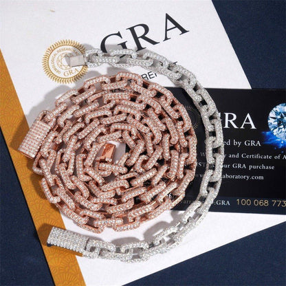 8.2mm D Color Moissanite Cuban Link Set - Sterling Silver Hip Hop Jewelry - CaratixJewelry