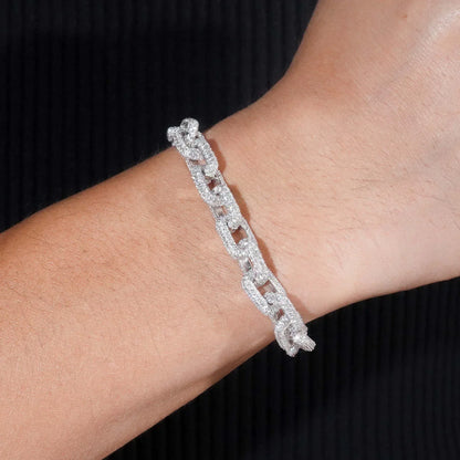 8.2mm D Color Moissanite Cuban Link Set - Sterling Silver Hip Hop Jewelry - CaratixJewelry