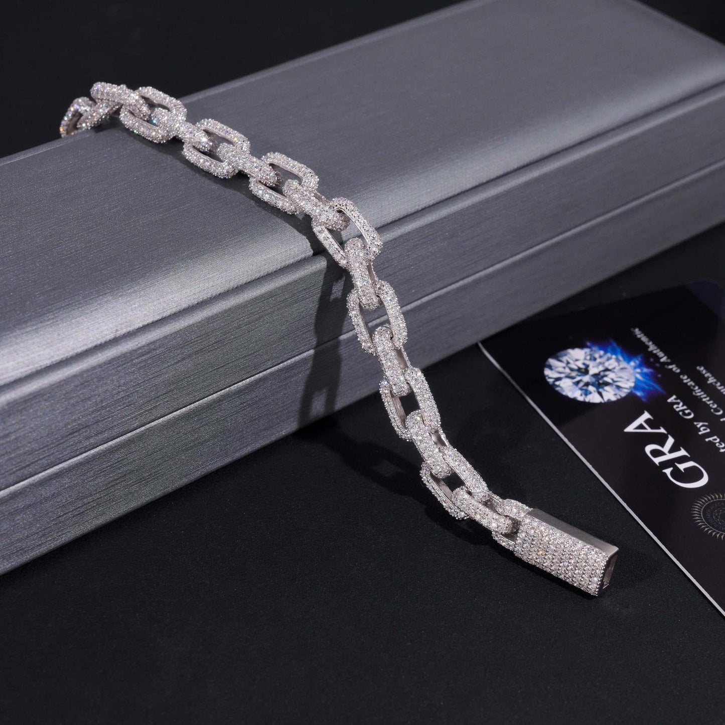 8.2mm D Color Moissanite Cuban Link Set - Sterling Silver Hip Hop Jewelry - CaratixJewelry