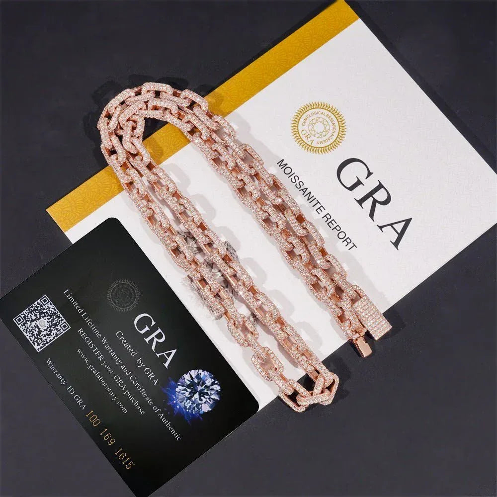 8.2mm D Color Moissanite Cuban Link Set - Sterling Silver Hip Hop Jewelry - CaratixJewelry