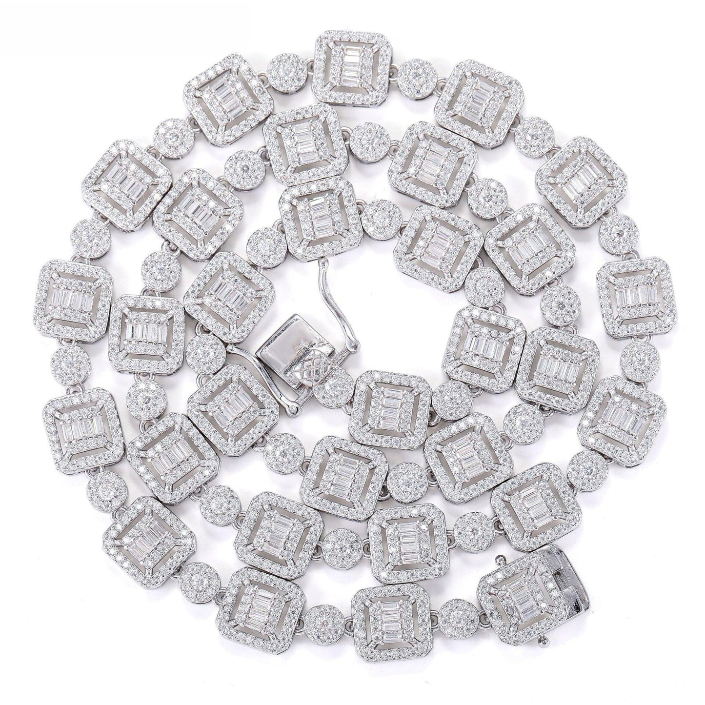 9.5mm Moissanite Step-Cut Cuban Link Necklace | S925 Silver Men’s Hip Hop Chain - CaratixJewelry