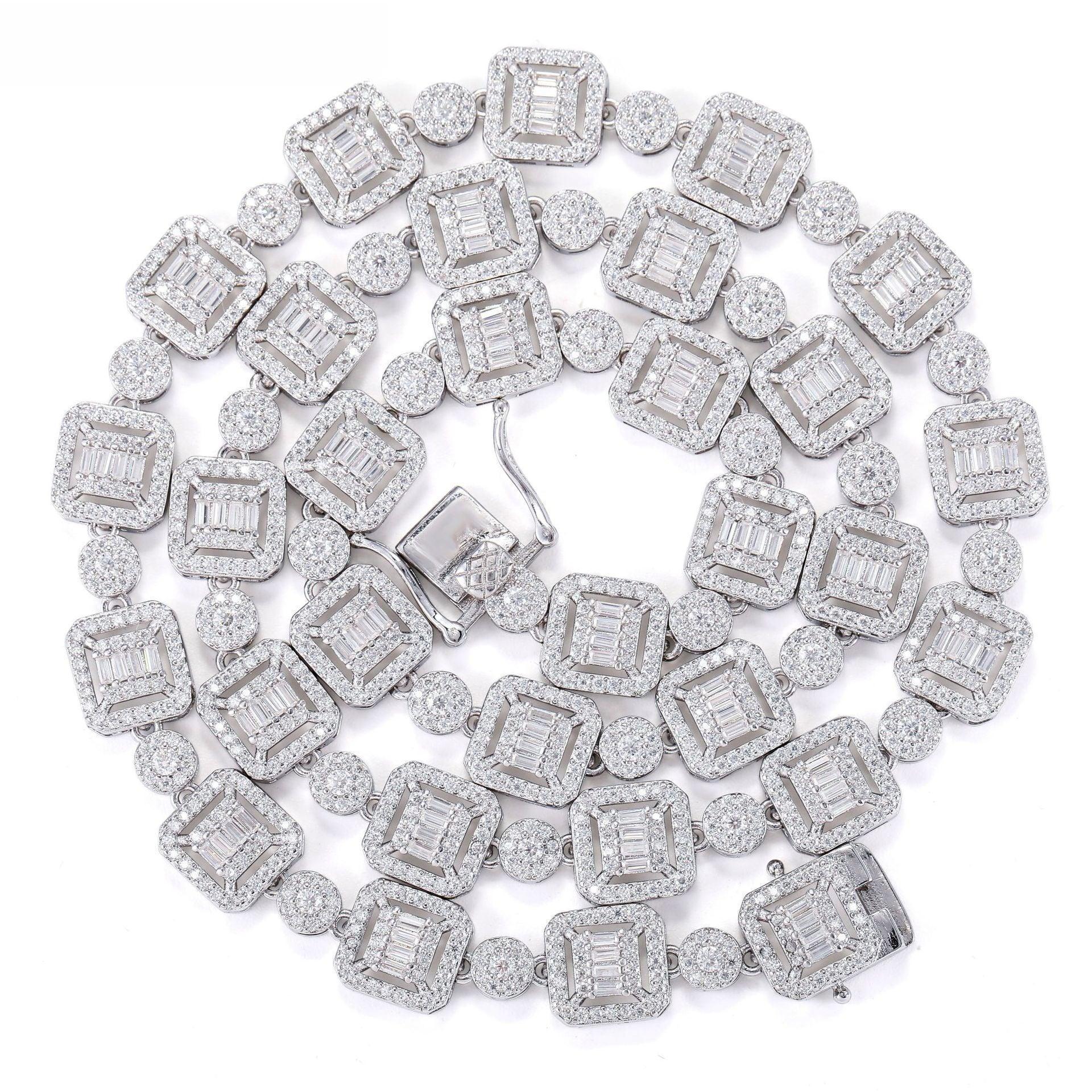 9.5mm Moissanite Step-Cut Cuban Link Necklace | S925 Silver Men’s Hip Hop Chain - CaratixJewelry