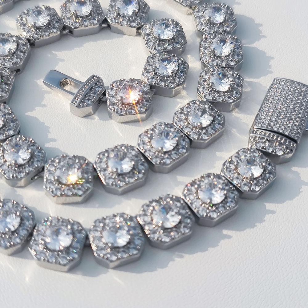 CARÁTIX -  10mm 12mm Clustered CZ Tennis Chain  Cubic Zircon Stones Necklaces For Women High End luxury Jewellery Valentine's Day Gift for Men & Girls & Boys Mothers' Day Gift #Springtok