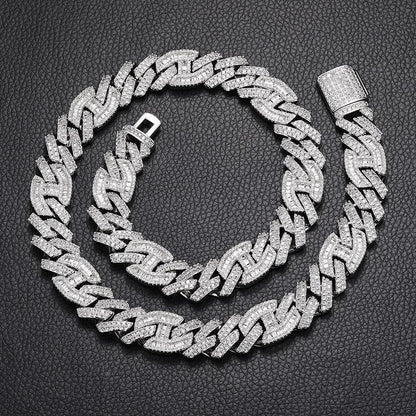 CARÁTIX – Coffee Bean Rhombus Cuban Miami Link Choker Necklace | Iced Out CZ Bling Hip Hop Jewelry for Men & Women, Rapper Street Style - CaratixJewelry