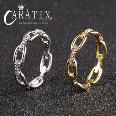 Caratix-New couple ring plated with micro-inlaid zircon niche design, personalized simple unisex ring, high quality hip-hop ring